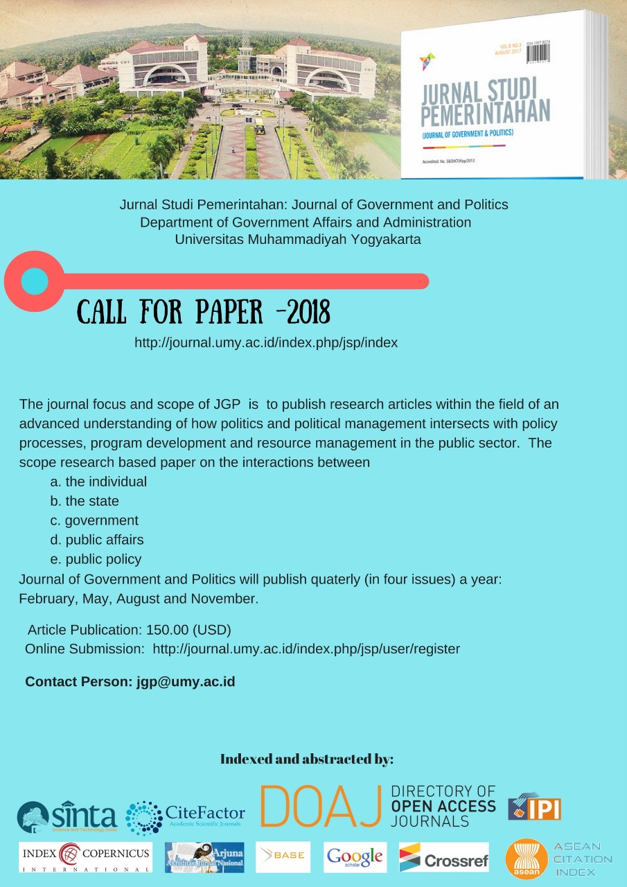 Call For Paper Journal of Government and Politics